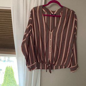 two tone white and pink striped blouse